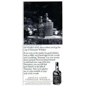 1995 Jack Daniels Tennessee Whiskey Vintage Print Ad Tree Stump Bottle Wall Art